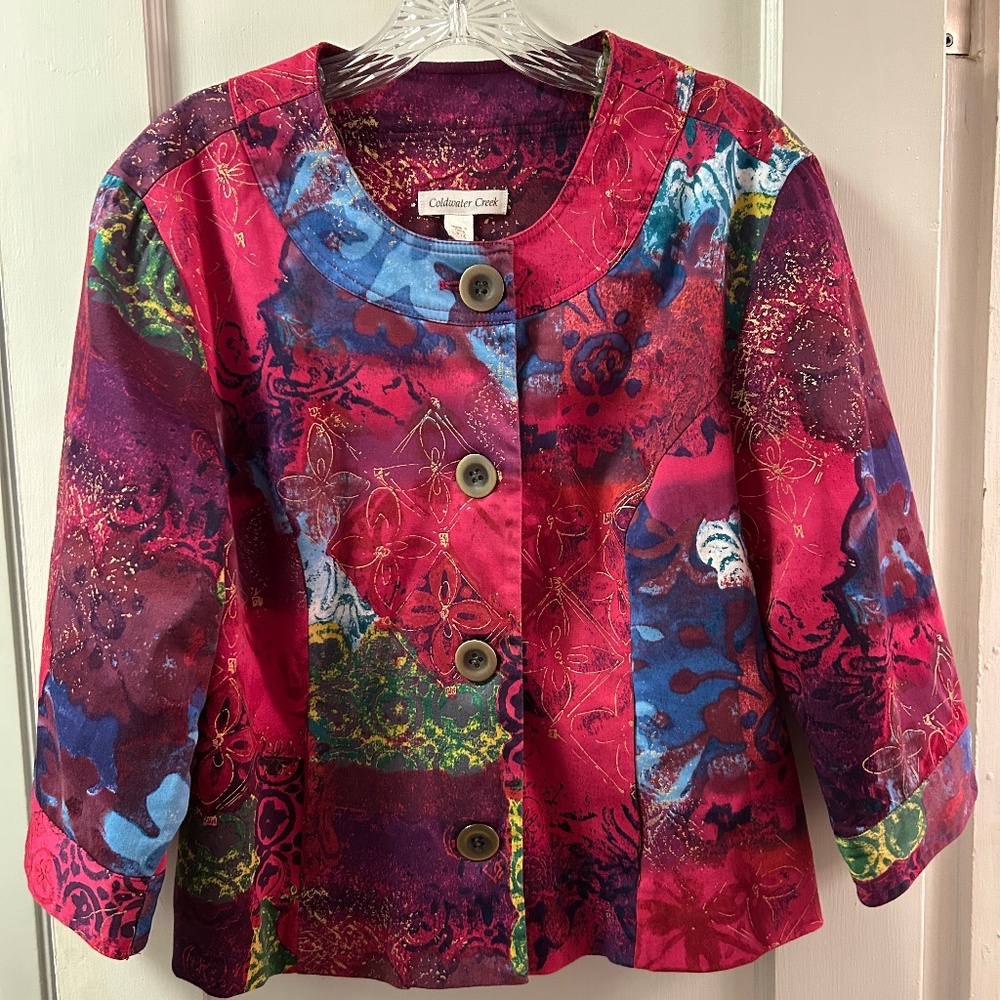 Women’s Coldwater Creek pink & blue jacket size petite 14